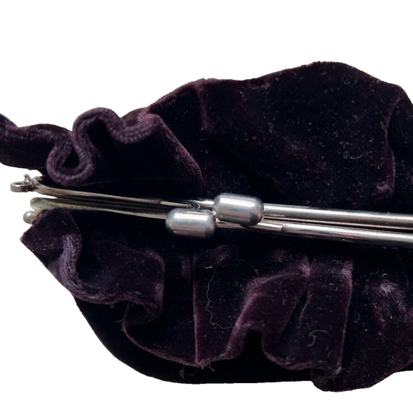 VINTAGE Purple Velvet Evening Bag Pouch Shoulder Chain Strap Witchcore - Picture 3 of 6